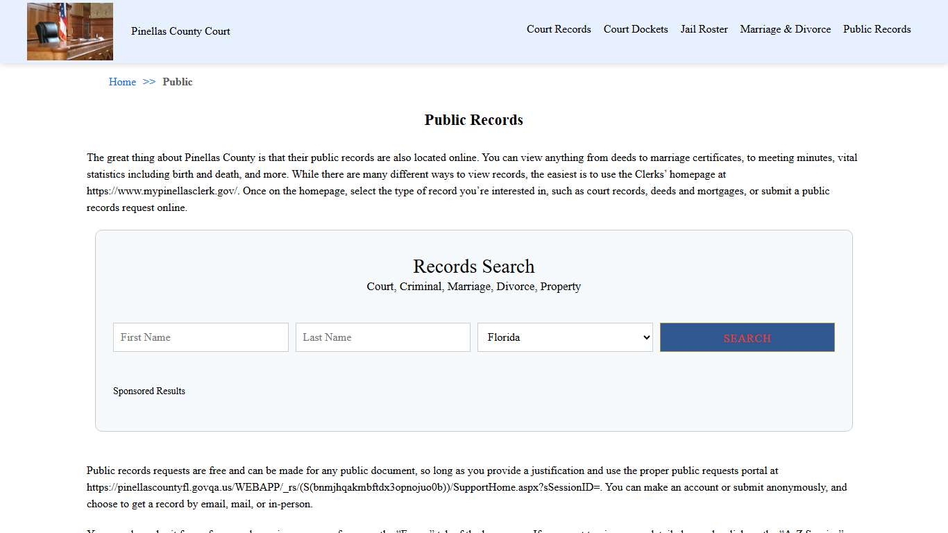 Public Records | Pinellas County Court